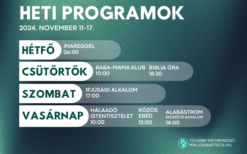 Programjaink: 2024. november 11 – 17.