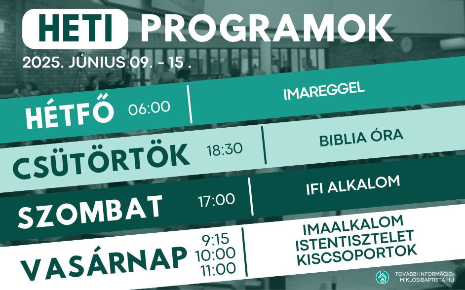 Programjaink: 2025. június 09. – 15.