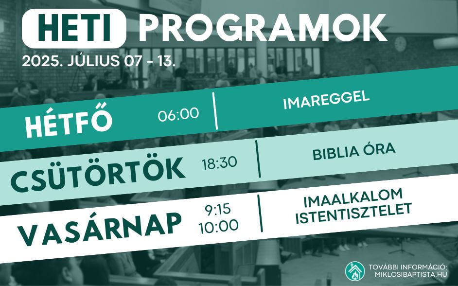 Programjaink: 2025. július 07. – 13.