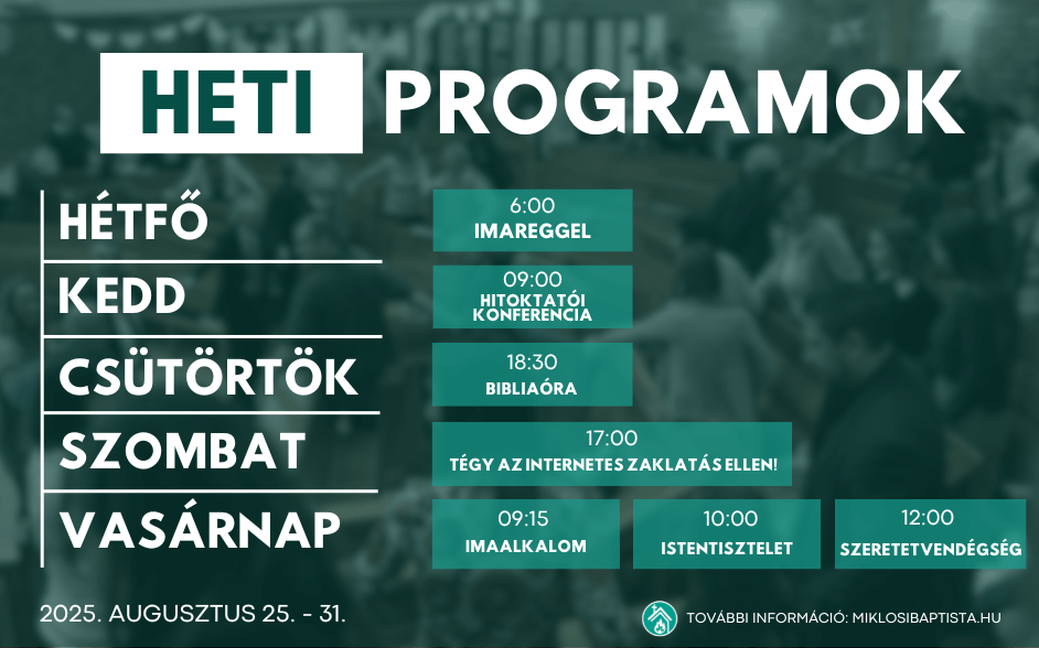 Programjaink: 2025. augusztus 25. – 31.