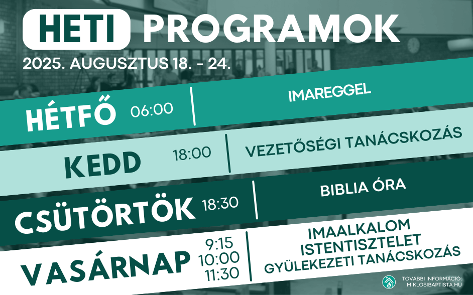 Programjaink: 2025. augusztus 18. – 24.