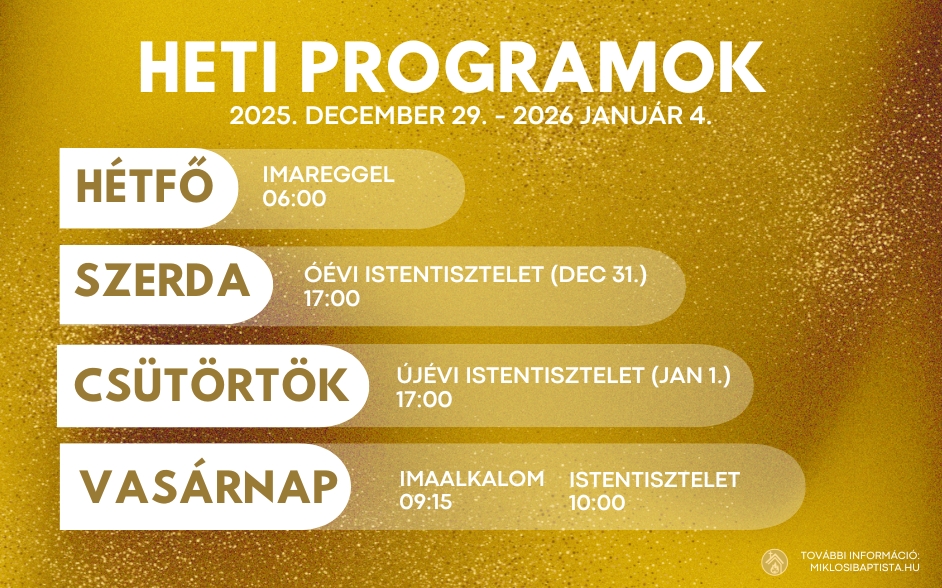 Programjaink: 2025. december 29. – január 04.