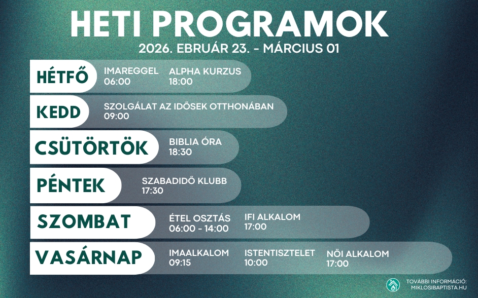 Programjaink: 2026. február 23 – március 01.